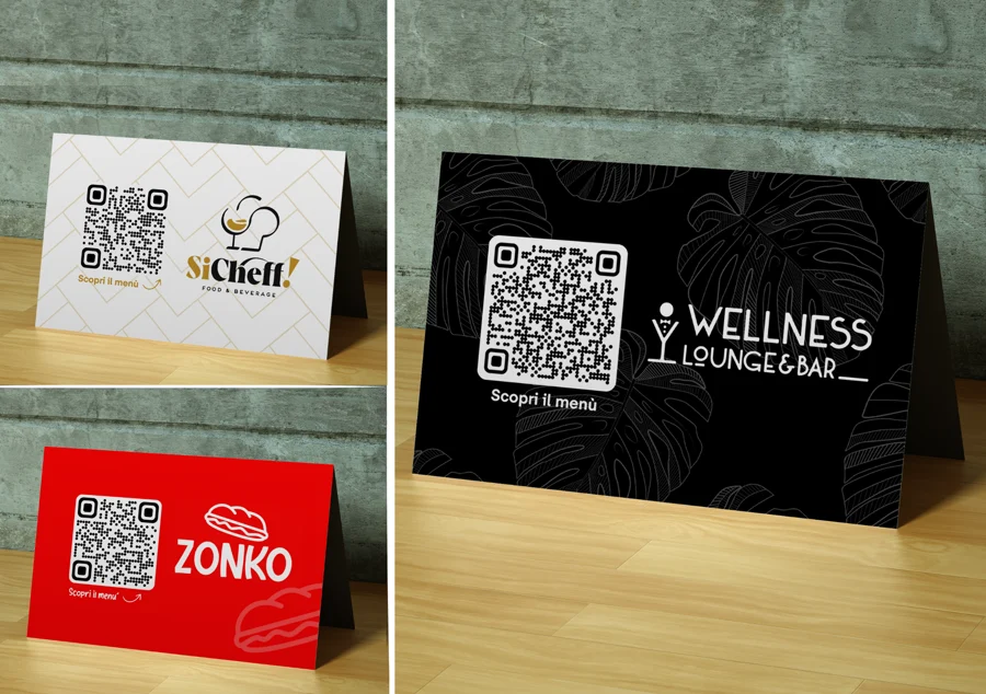 Customized Space M table tent with QR code